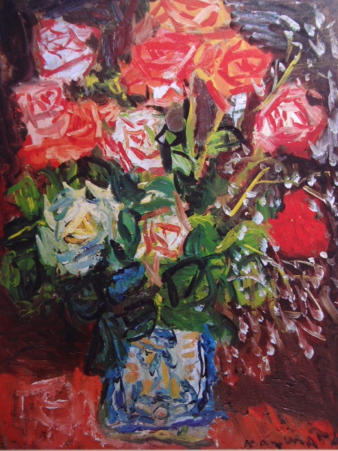 Kazumasa Nakagawa, [Roses et vase espagnol], peintures de livres d'art rares, Cadre neuf de haute qualité avec cadre, Bonne condition, livraison gratuite, peindre une nature morte, peinture, peinture à l'huile, peinture nature morte