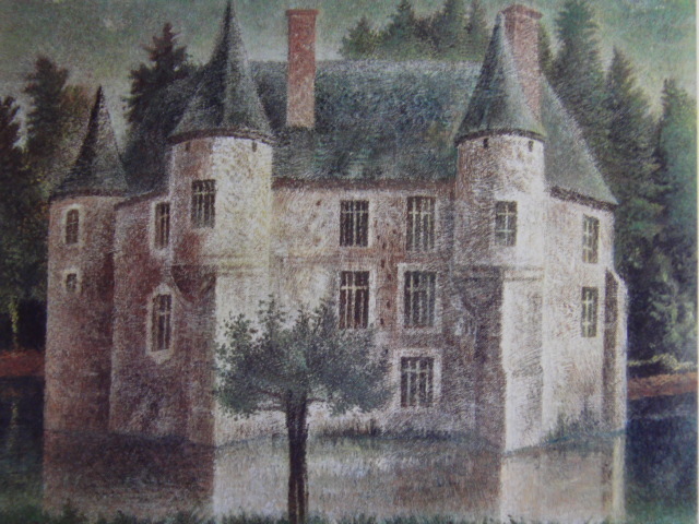 Oka Shikanosuke, [Schloss am Wasser], Seltene Kunstbuchillustrationen, Neuer hochwertiger Rahmen inklusive, In guter Kondition, Kostenloser Versand, Gemälde Landschaft, Malerei, Ölgemälde, Natur, Landschaftsmalerei