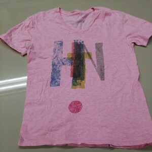 C04 バンドTシャツ　ヒント　杢ピンク　HINTO