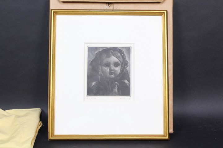 Ryohei Koiso Mezzotint 1970-1971 French Doll's Face ed50, Artwork, Prints, others