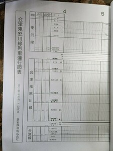 野岩鉄道　会津鬼怒川線　列車運行図表 2022年 鉄道　