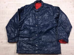 Slicker アメカジ アウトドア オールド レトロ 90s 古着 ニュージーランド製 ノーカラー スナップボタン 中綿ジャケット メンズ 紺