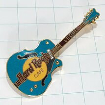 送料無料)Hard Rock Cafe セミアコギター ブルー ハードロックカフェ ピンバッジ PINS ブローチ ピンズ A16208_画像1