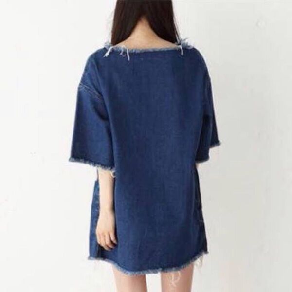 美品 moussy マウジー フリンジ デニムワンピース