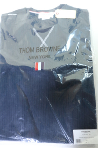 最終１点！　サイズ０【新品！正規品！】☆トムブラウン：切替　リブ　カットソー　THOM BROWNE./オーバーサイズ/ロンＴ/ニット/バイカラー