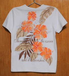 SALE! Planet Blue!10 (F)382269 hibiscus embroidery go in V neck short sleeves T-shirt 