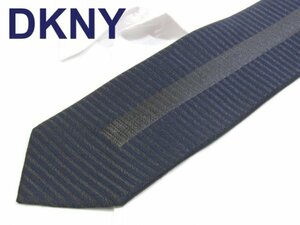 C 825 ダナキャランニューヨーク DKNY ネクタイ紺色系 ボーダー柄ジャガード