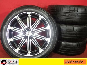 R17●【カシーナV1:ステップワゴンＲＫ系：ブラックポリッシュ色】中古ホイール＋ラジアル215/50R17★4本(TH-3820A)送料無料/沖縄配送不可