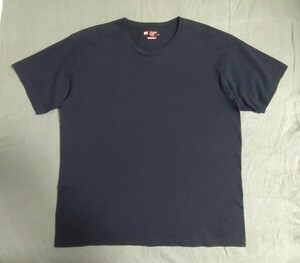 Hanes　ヘインズ　クルーネック　Tシャツ　JapanFit　5.3オンス　ブラック　XL