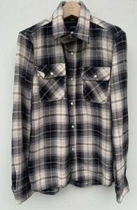 AKM×FIVE BROTHER HAVY FLANNEL WRINKLE SHIRT【M】黒×白 チェック ヘビーネルシャツ ファイブブラザー (検 1piu wjk junhashimoto