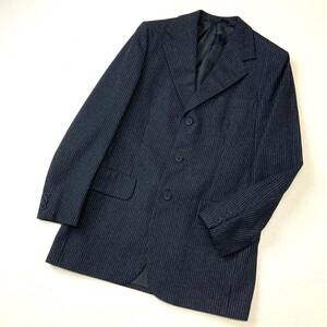 美品 英国製 80‘s Aquascutum アクアスキュータム ストライプ テーラードジャケット メンズ 38 M ブラック 黒 イングランド製