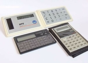 Showa Retro Card Calculator 3-часовой набор NTT Солнечный калькулятор Casio Mini Card LC-79 Citizen MC-500