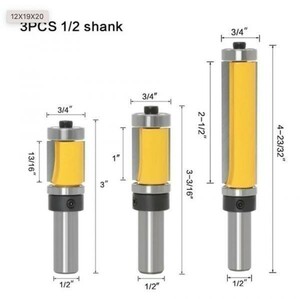 Mz347★お得な3本セット★フェイスミルタイプの1/2(12.7mm)シャンク木工用ルータービット 3本★フライスカッター★セット販売