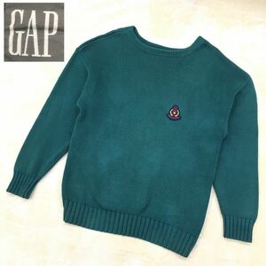 GAP Old knitted sweater cotton pull over badge silver tag 80~90s men's large size XL