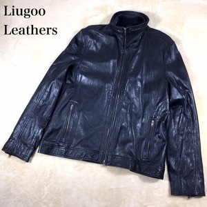 Liugoo Leathers リューグーレザーズ ライダース ジャケット シングル 革ジャン 羊革 メンズ 大きいサイズ 3L
