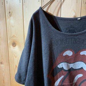 [KWT3583] The Rolling Stones ドルマン型 半袖Tシャツ レディース チャコールグレー M ポス