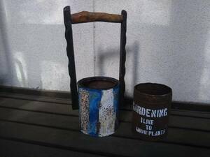  tin plate. planter 2 piece set remake can rust . can plant pot flower succulent plant gardening 