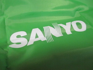 ★昭和レトロ　エコバッグ　ストラップ　非売品　ヴィンテージ　旧ロゴ　撥水素材　黄緑色　SANYO　サンヨー　三洋　折り畳み式　新品美品