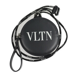 超美品 Valentino ヴァレンチノ VLTN NECK COIN PURSE SY2P0P86LVN コインケース レザー ブラック 【本物保証】
