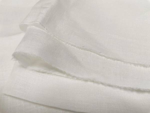 【1M単価・50cm刻み】 カット販売 極細 80番手 ソフト平織り シロ 高級フレンチリネン100% 麻 ①