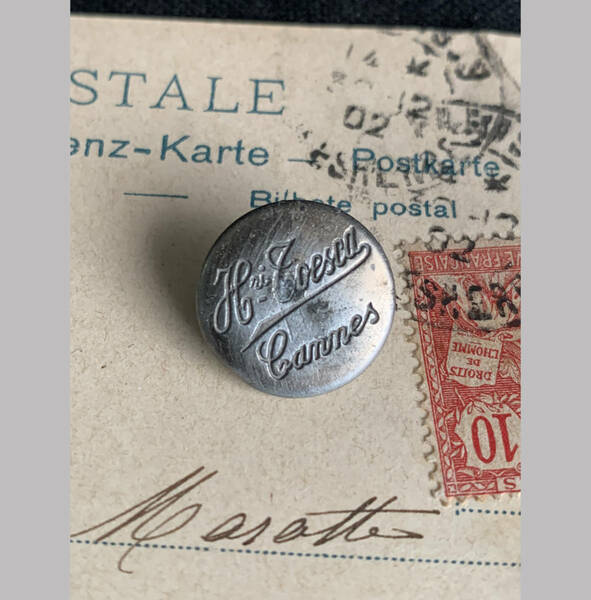 フランス パリ 1900-40s ホワイト メタル ボタン φ16mm 欧州 古着 ハンティング ジャケット 刺繍 裁縫 ヴィンテージ アンティーク 5