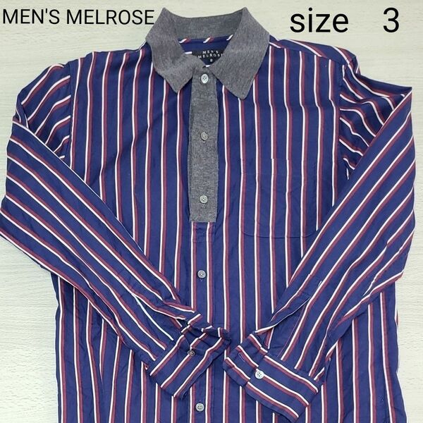 メンズシャツ【メンズメルローズ】【MEN'S MELROSE】 ストライプシャツ