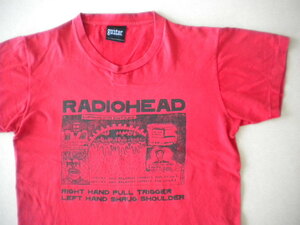 ビンテージ RADIOHEAD レディオヘッド Right Hand Pull Trigger Left Hand Shrug Shoulder Tシャツ ツアー トムヨーク レッド