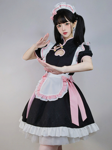 yu. lovely Chinese manner made clothes Lolita tea ina clothes China dress exposure One-piece apron hair ornament attaching cosplay set ...