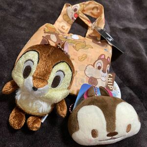 ディズニー　チップとデール　エコバッグとぬいぐるみマスコットセット