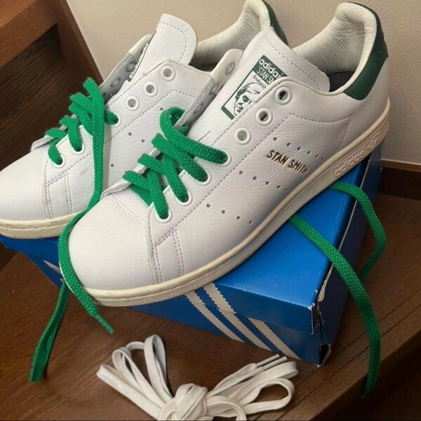 アディダスオリジナルス　STAN SMITH CLOUD WHITE GREEN CQ2871 （クラウドホワイト/クラウドホワイト/カレッジグリーン）天然皮革