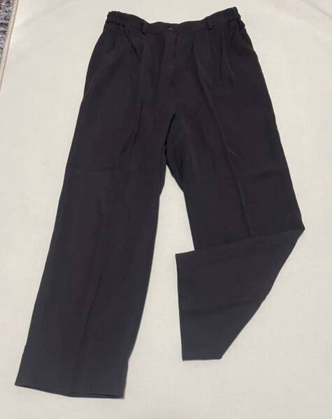 茶色 ブラウン ウエストゴム パンツ☆XL LLサイズ 72-81 日本製 ワイドパンツ