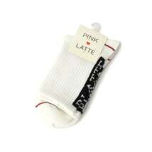 新品　PINK-latte ショートリブタテロゴソックス　ホワイト×ブラック 22～24cm　 1足 定価550円 140円発送可 1足の出品になります。_画像1