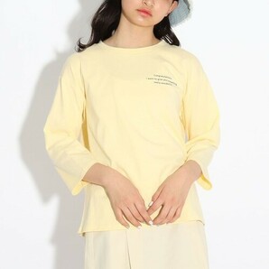 新品 PINK-latte【オーガニックコットン】タイダイ風ビッグワッペン7分袖Ｔシャツ サックス(090) 14(140cm) 定価2189円の画像7