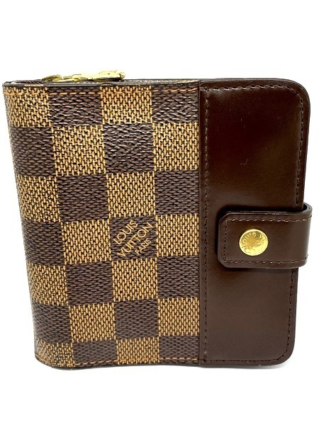 【即決】 LOUIS VUITTON ルイ ヴィトン ダミエ エベヌ コンパクトジップ N61668 CA1015 2つ折り財布