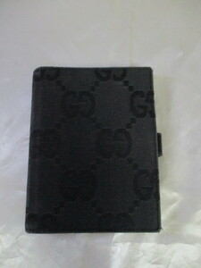 GUCCI Gucci black GG canvas pocketbook case (USED)41523)