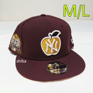NEW ERA ニューエラ 正規品 アップル キャップ 帽子 9FIFTY NY ヤンキース バーガンディ ワインレッド M/Lサイズ