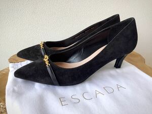 【ESCADA】エスカーダ　ヤギ革　ゴートレザースェード　パンプス　ハート型ヒール　37/23.5ｃｍ　定価78000円＋税