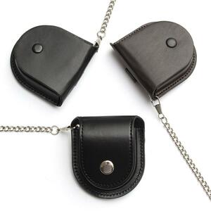 [ postage our company charge ] pocket watch holder box pouch portable waist bag leather storage case BB5048-01bk black ①