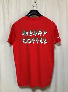 STARBUCKS スターバックス プリント入り半袖Tシャツ ホリデーTシャツ M 赤 中古品 「MERRY COFFEE」