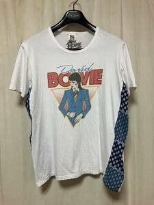 LASTLIBERTY ラストリバティー David Bowie デヴィット ボーイプリント半袖Tシャツ 脇に切り替え 白 中古 3 日本製