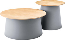 ラウンドテーブル L 天然木化粧繊維板(オーク) ウレタン塗装 ポリプロピレン グレー PT-991GY_画像2