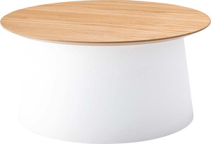 ラウンドテーブル L 天然木化粧繊維板(オーク) ウレタン塗装 ポリプロピレン ホワイト PT-991WH