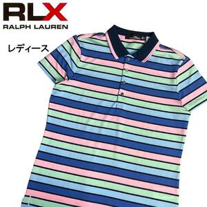 RLX ラルフローレン 半袖ポロシャツ ボーダー柄 ブルー S