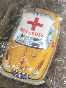 【明治製菓おまけ・レトロブリキカー】RED CROSS 救急車　ミニカー　非売品【23/04 TY-7A】