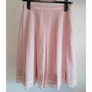 ILC フレアースカート サイズ38 裾シフォン ティアード ピンク 水玉