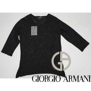 新品未使用 GIORGIO ARMANI ジョルジオアルマーニ 半袖ニット 44サイズ ブラック ラメニット 