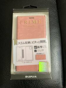 送料無料　未使用★　PRIME iPhone12 mini用 PUレザーフリップカバー ピンク　★