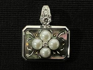 ** Mikimoto pikwe black shell K18 pearl diamond pendant top **