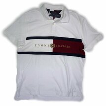 新品 トミーヒルフィガー BIGフラッグ＆刺繍ロゴ ポロシャツ(XL)ホワイト ゴルフにも！TOMMY HILFIGER USAモデル /fa87_画像2