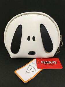 PEANUTS★スヌーピー　フェイスポーチ大☆彡　ホワイト☆　コスメポーチ　マルチケース　新品　SNOOPY